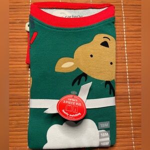 Carter’s Christmas Pajamas Matching Family PJ’s Green Santa Toddler 18 Months